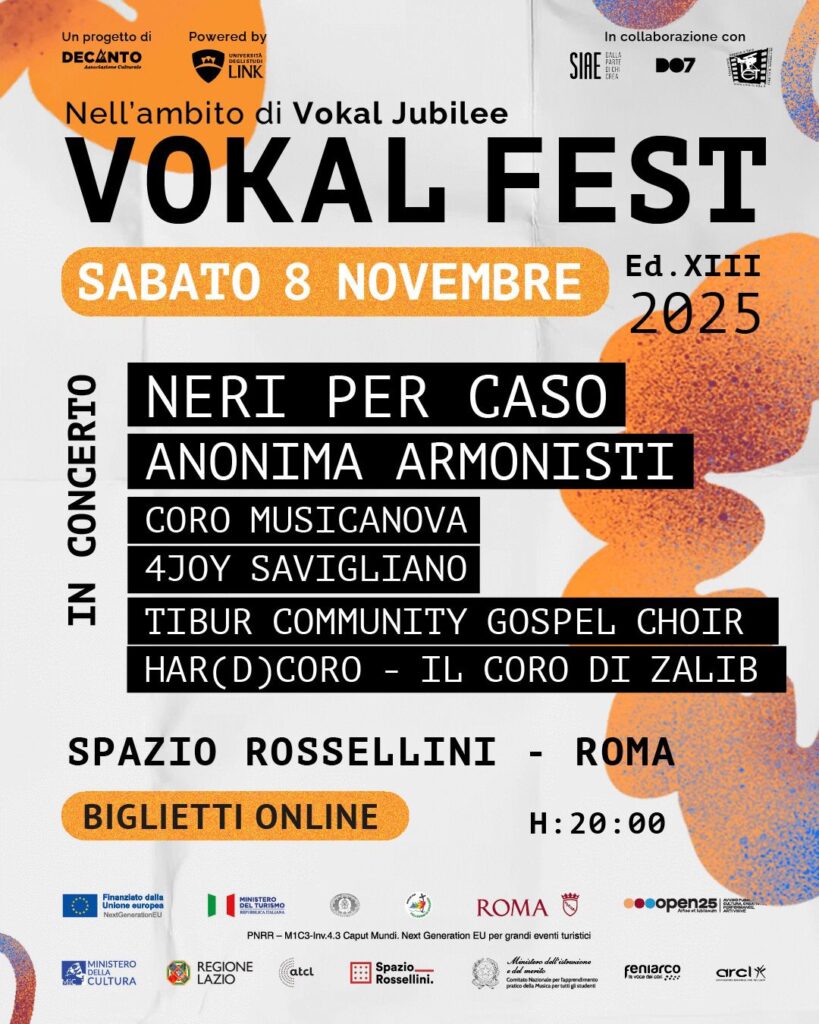 Programma VokalFest 2025 8 novembre